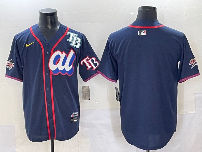 Men 2025 Tampa Bay Rays Blank Drak Blue All star Nike MLB Jersey style 03